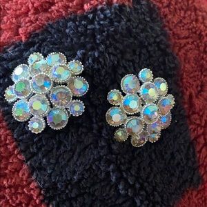 Stunning Glamour beveled AB clip earrings